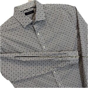 7 Diamonds Shirt Mens Large Blue/ White Check Long Sleeve Button Up Crisp & EUC